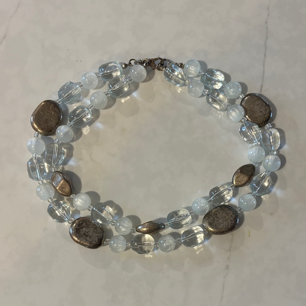 Premier Designs Silver and Blue Beaded Necklace